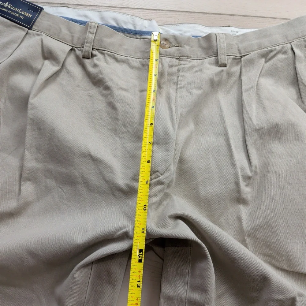 NEW Polo Ralph Lauren Mens Classic Pleated Fit Chino Pants Tan 42TX36 Tall